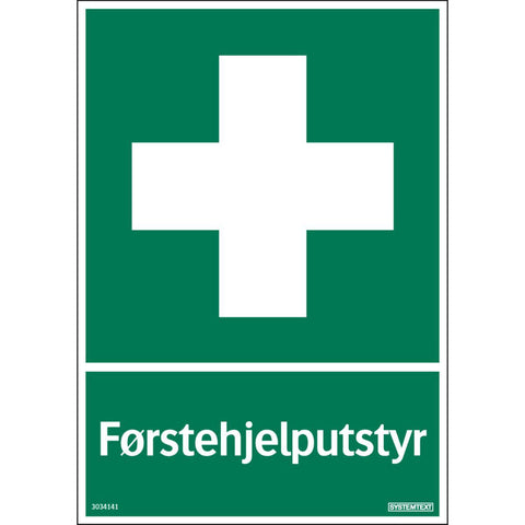 Skilt Systemtext "Førstehjelputstyr"