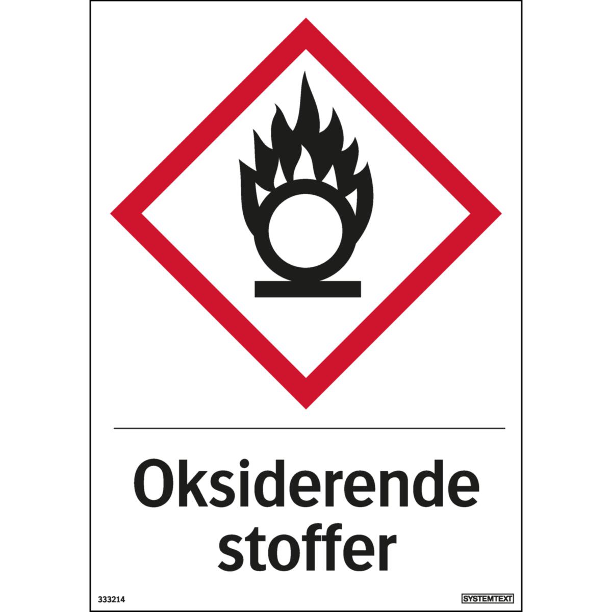 Skilt Systemtext "Oksiderende stoffer"