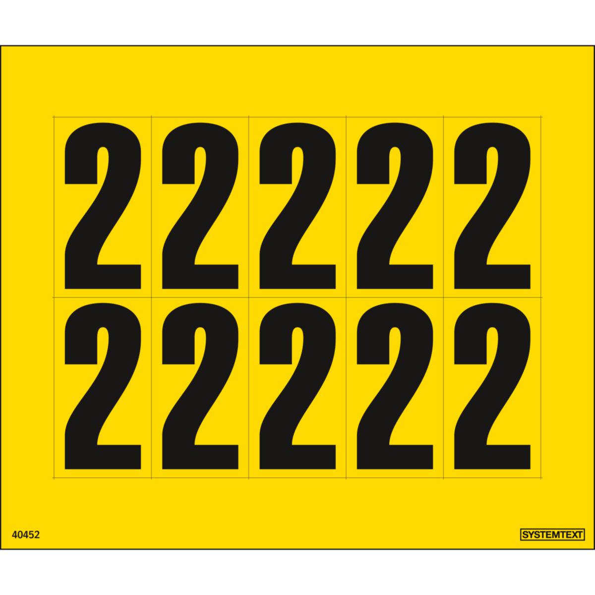 Dekal Systemtext Tallmerking nummer "2" 10 stk/ark