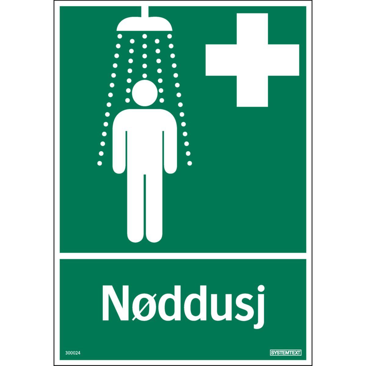 Skilt Systemtext "Nøddusj"