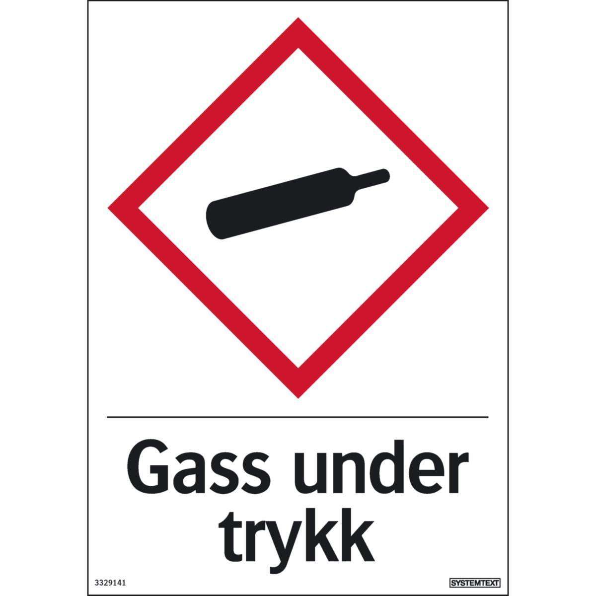 Skilt Systemtext "Gass under trykk"