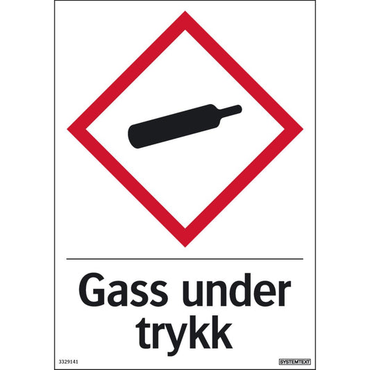 Skilt Systemtext "Gass under trykk"