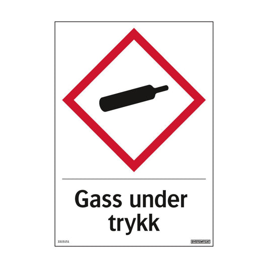 Skilt Systemtext "Gass under trykk" reflekterende