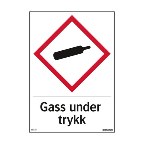 Skilt Systemtext "Gass under trykk" reflekterende