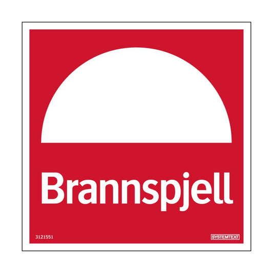 Skilt Systemtext "Brannspjell"