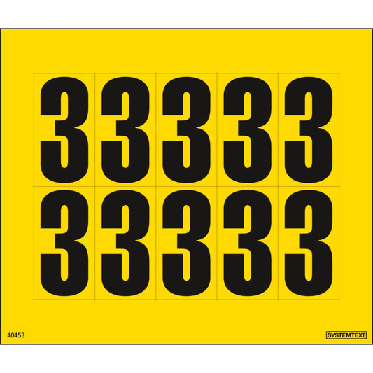 Dekal Systemtext Tallmerking nummer "3" 10 stk/ark