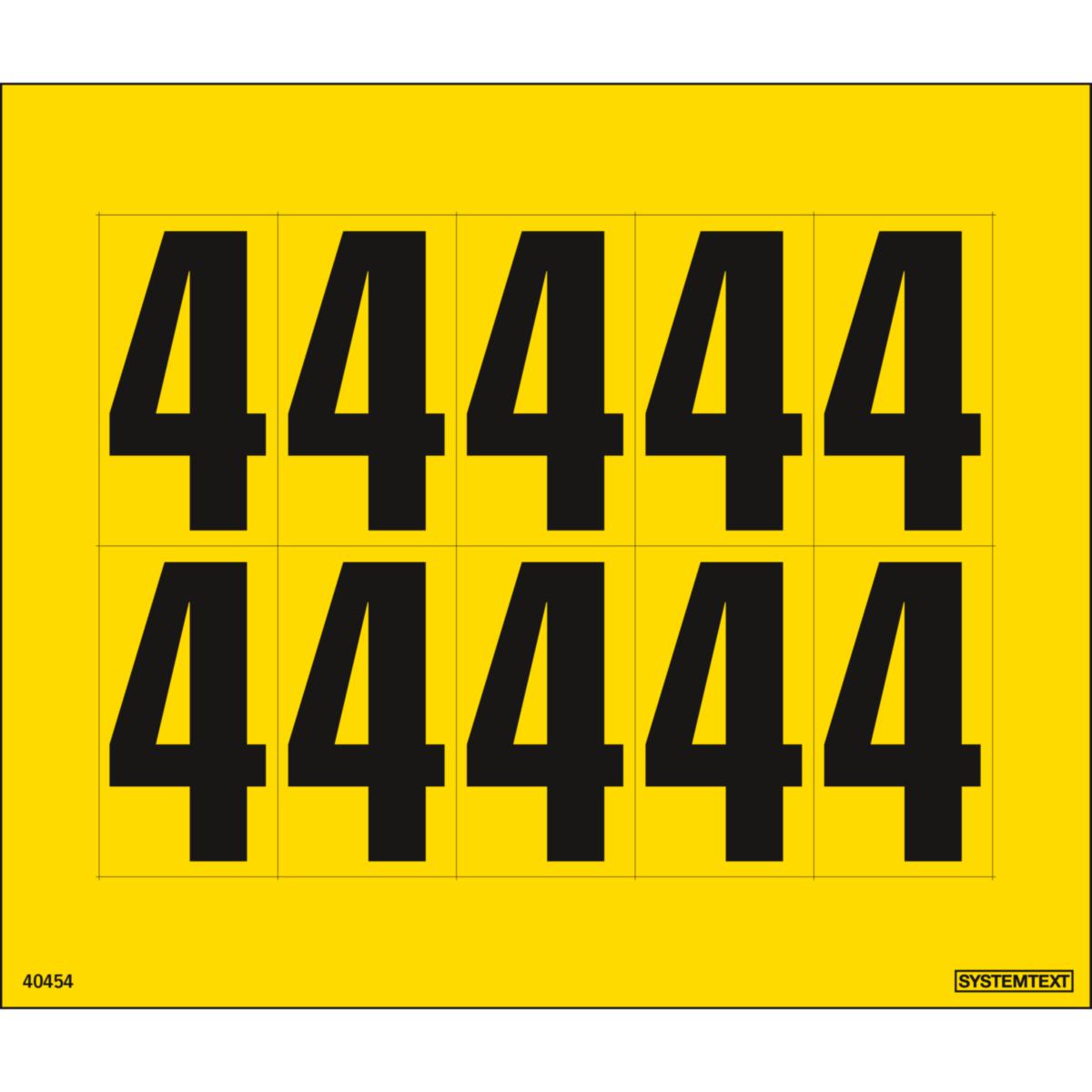 Dekal Systemtext Tallmerking nummer "4" 10 stk/ark