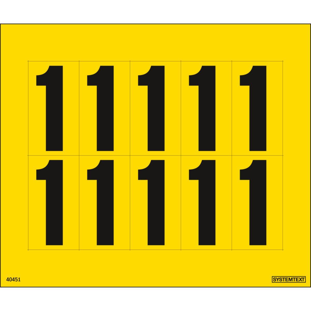 Dekal Systemtext Tallmerking nummer "1" 10 stk/ark