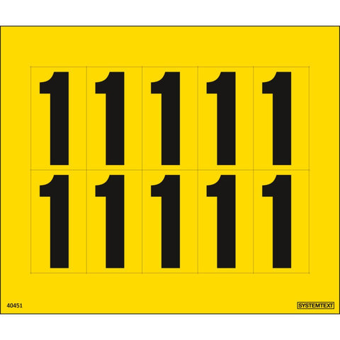 Dekal Systemtext Tallmerking nummer "1" 10 stk/ark