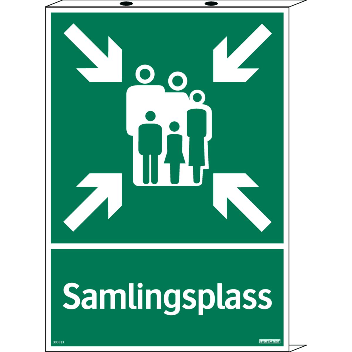 Skilt Systemtext "Samlingsplass" sidebøyd kant