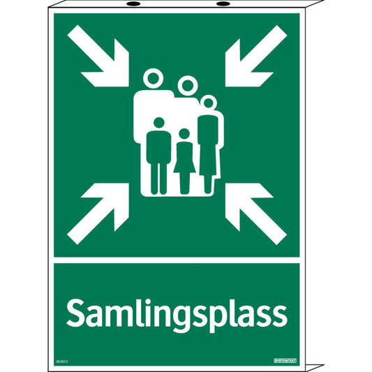 Skilt Systemtext "Samlingsplass" sidebøyd kant