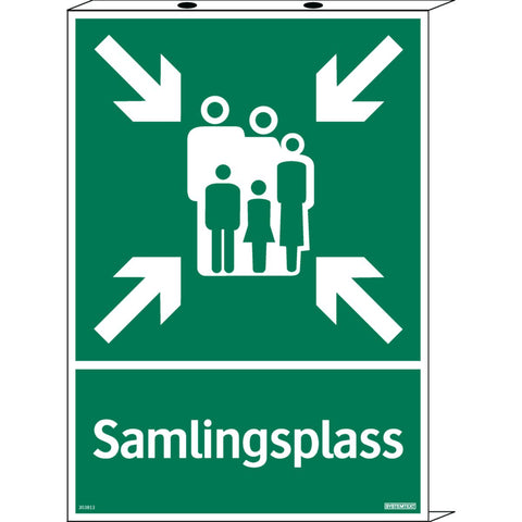 Skilt Systemtext "Samlingsplass" sidebøyd kant