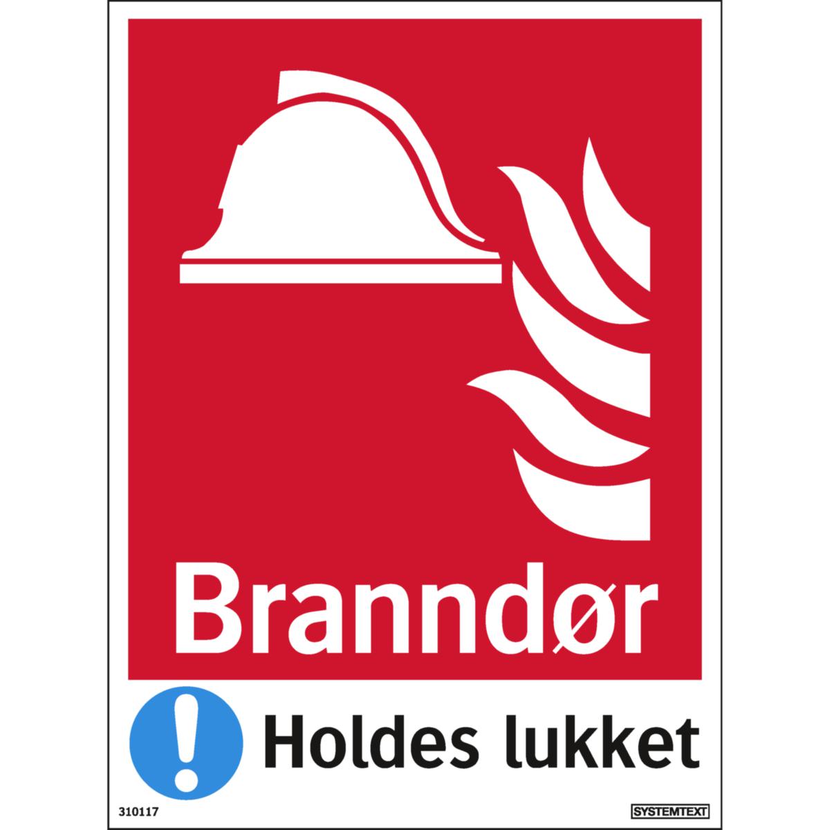 Dekal Systemtext "Branndør Holdes lukket"