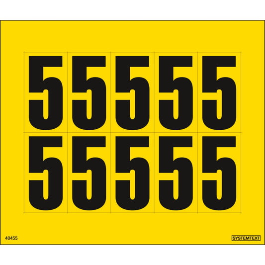 Dekal Systemtext Tallmerking nummer "5" 10 stk/ark
