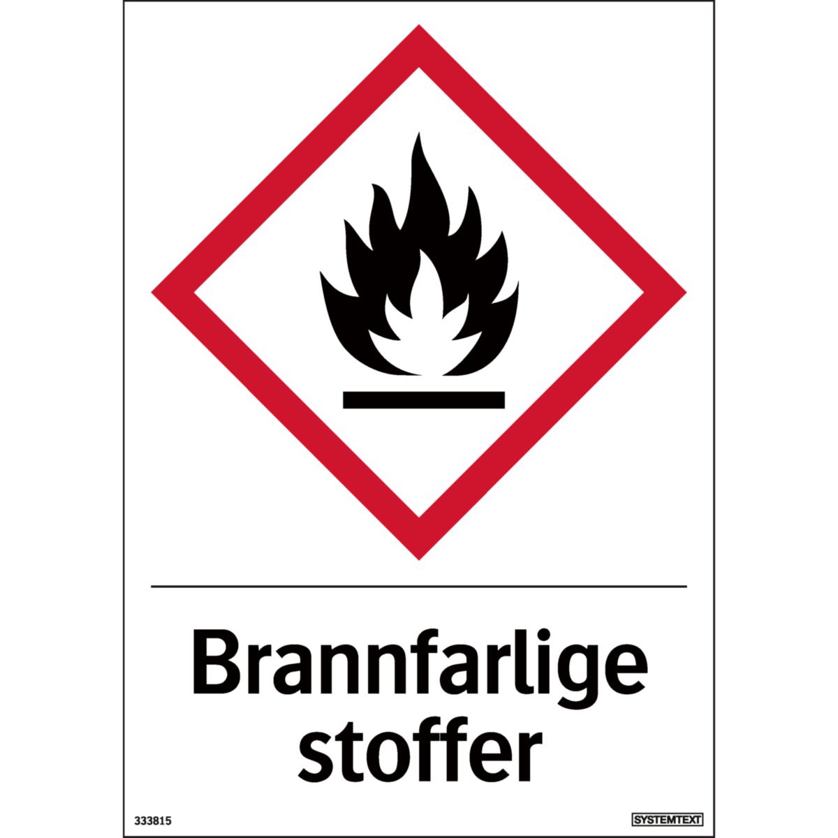 Dekal Systemtext "Brannfarlige stoffer"