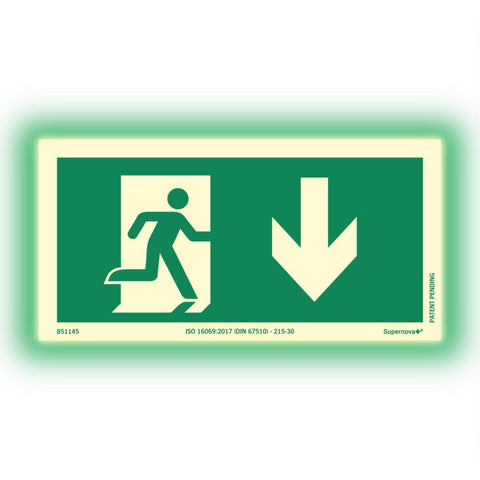 Skilt Systemtext Supernova+® Nødutgang ned