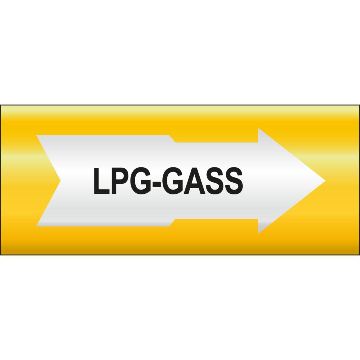 Rørmerking Systemtext "LPG-gass" Pil
