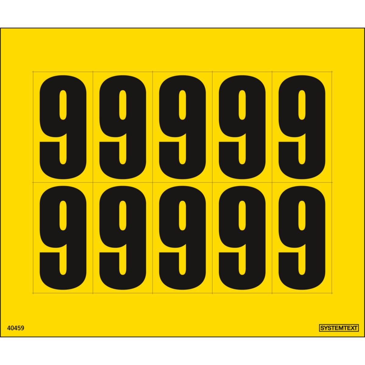 Dekal Systemtext Tallmerking nummer "9" 10 stk/ark