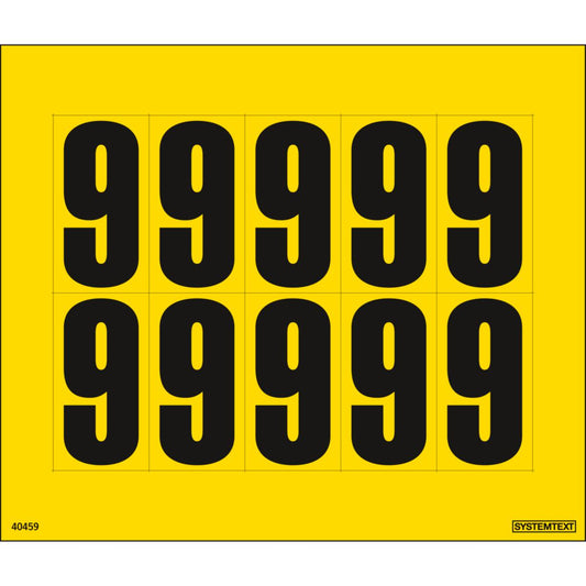 Dekal Systemtext Tallmerking nummer "9" 10 stk/ark