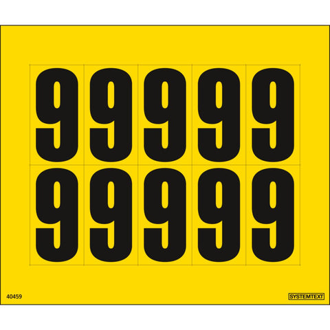 Dekal Systemtext Tallmerking nummer "9" 10 stk/ark
