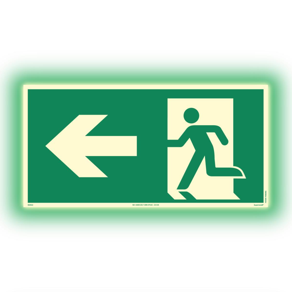 Skilt Systemtext Supernova+® Nødutgang til venstre