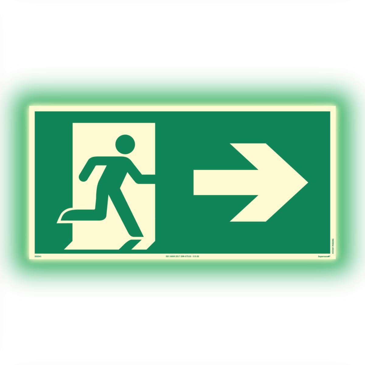 Skilt Systemtext Supernova+® Nødutgang til høyre