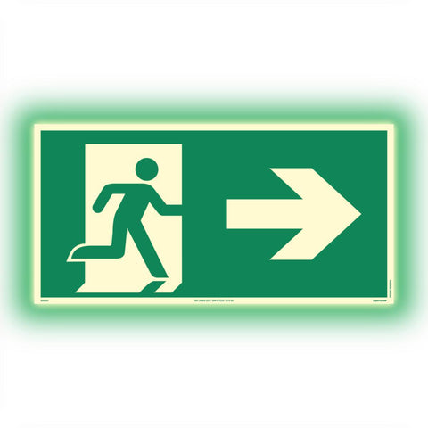 Skilt Systemtext Supernova+® Nødutgang til høyre