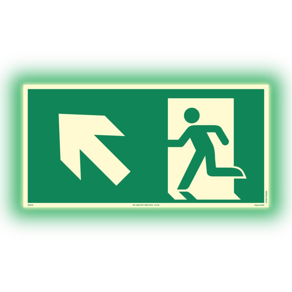 Skilt Systemtext Supernova+® Nødutgang opp til venstre