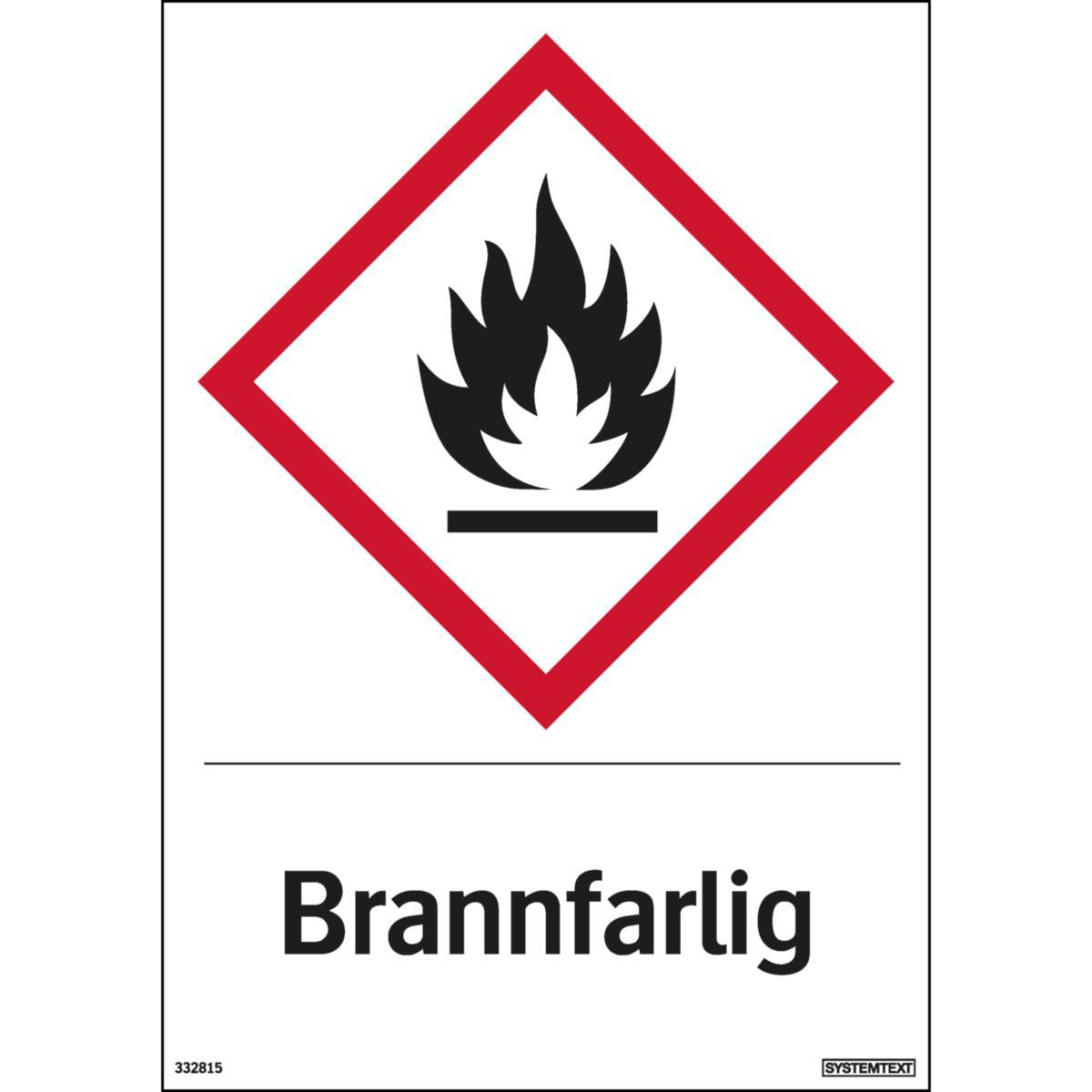 Dekal Systemtext "Brannfarlig"