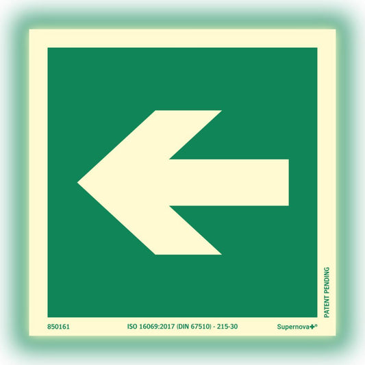 Skilt Systemtext Supernova+® Nød retningspil venstre