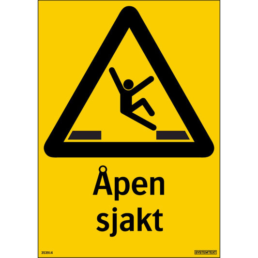 Skilt Systemtext "Åpen sjakt"