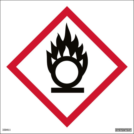 Skilt Systemtext Faresymbol - Oksiderende