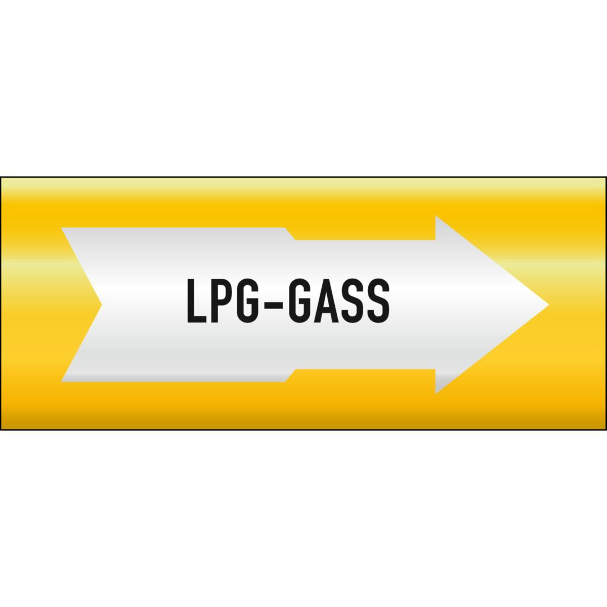 Rørmerking Systemtext "LPG-gass" Pil