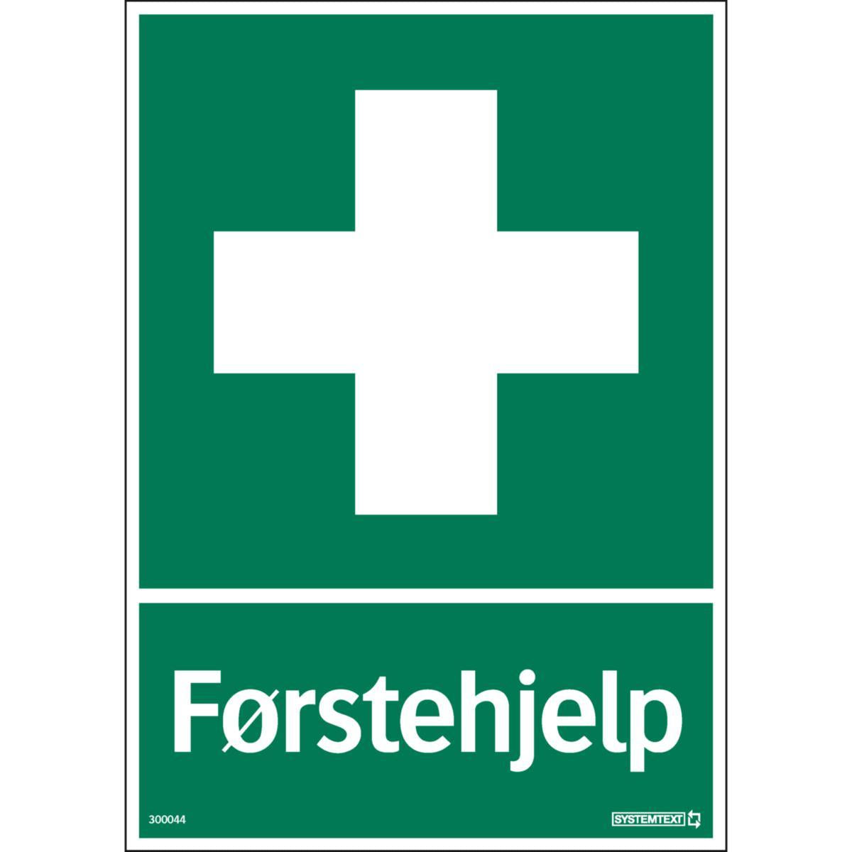 Skilt Systemtext "Førstehjelp"
