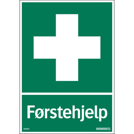 Skilt Systemtext "Førstehjelp"