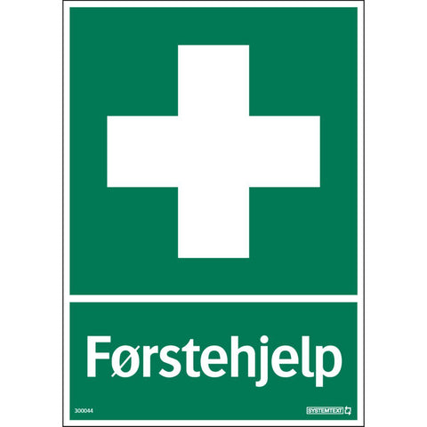 Skilt Systemtext "Førstehjelp"