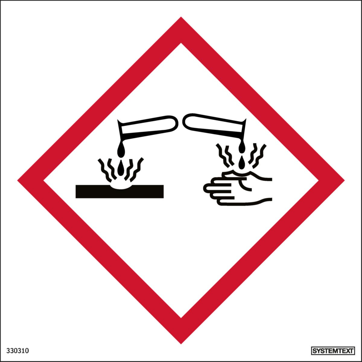 Skilt Systemtext Faresymbol - Etsende