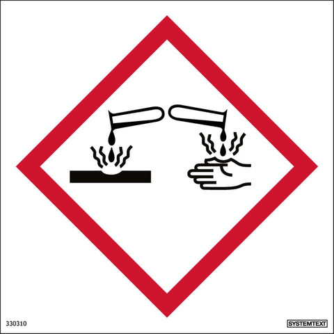 Skilt Systemtext Faresymbol - Etsende