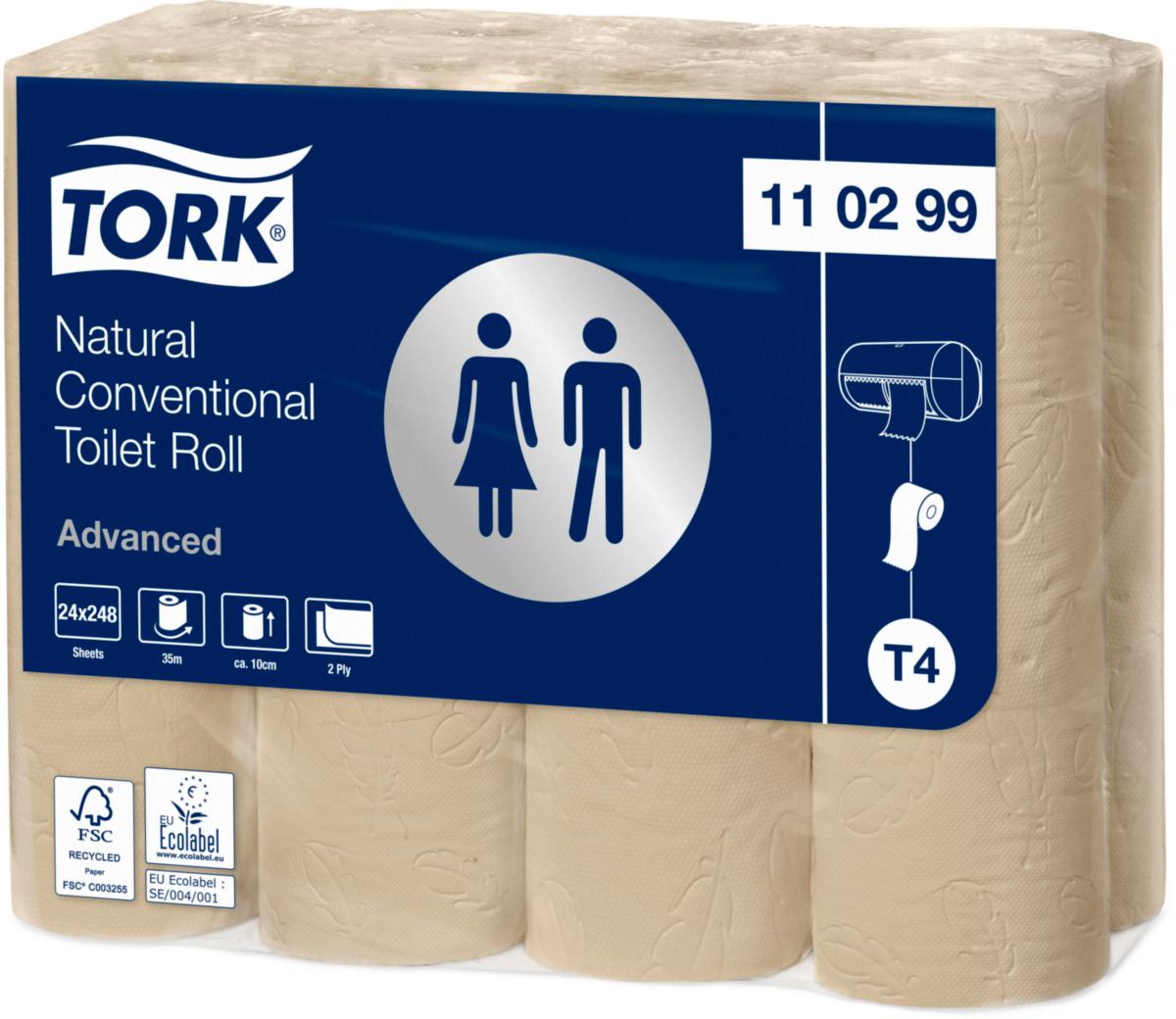 Toalettpapir konvensjonell Tork Natur 2-lags