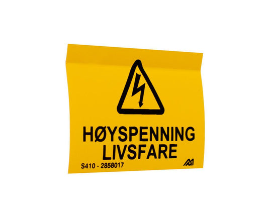 Varselskilt Melbye "Høyspenning Livsfare"