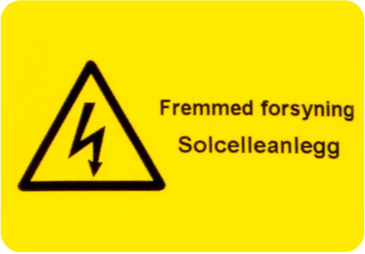 Merkeskilt til solcelleanlegg