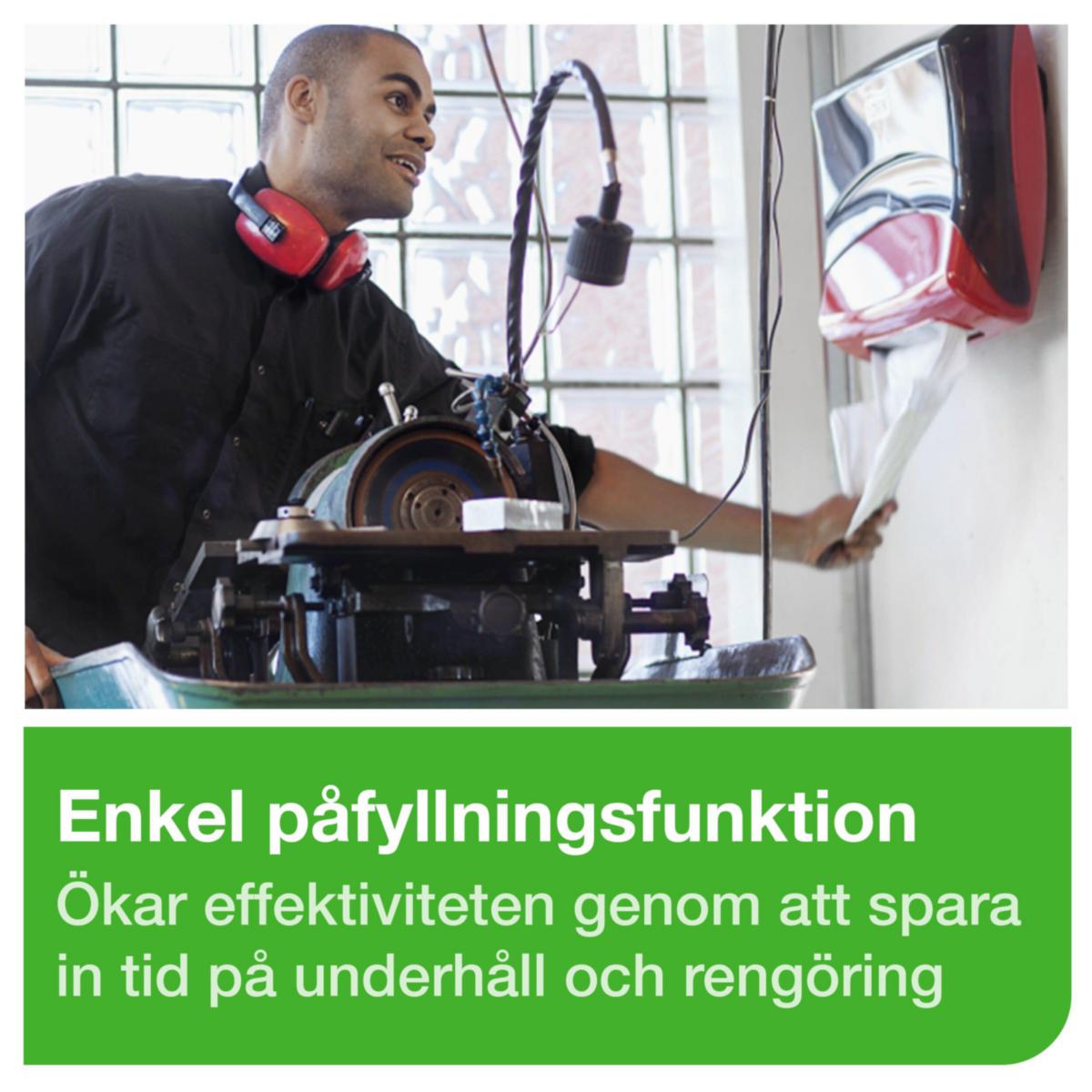 Dispenser for brettede tørkepapir/rengjøringskluter Tork