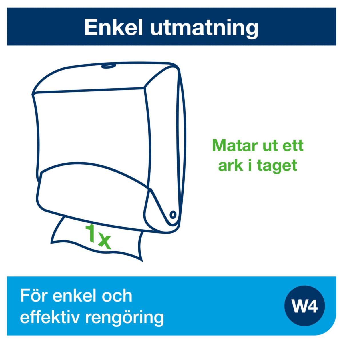 Dispenser for brettede tørkepapir/rengjøringskluter Tork
