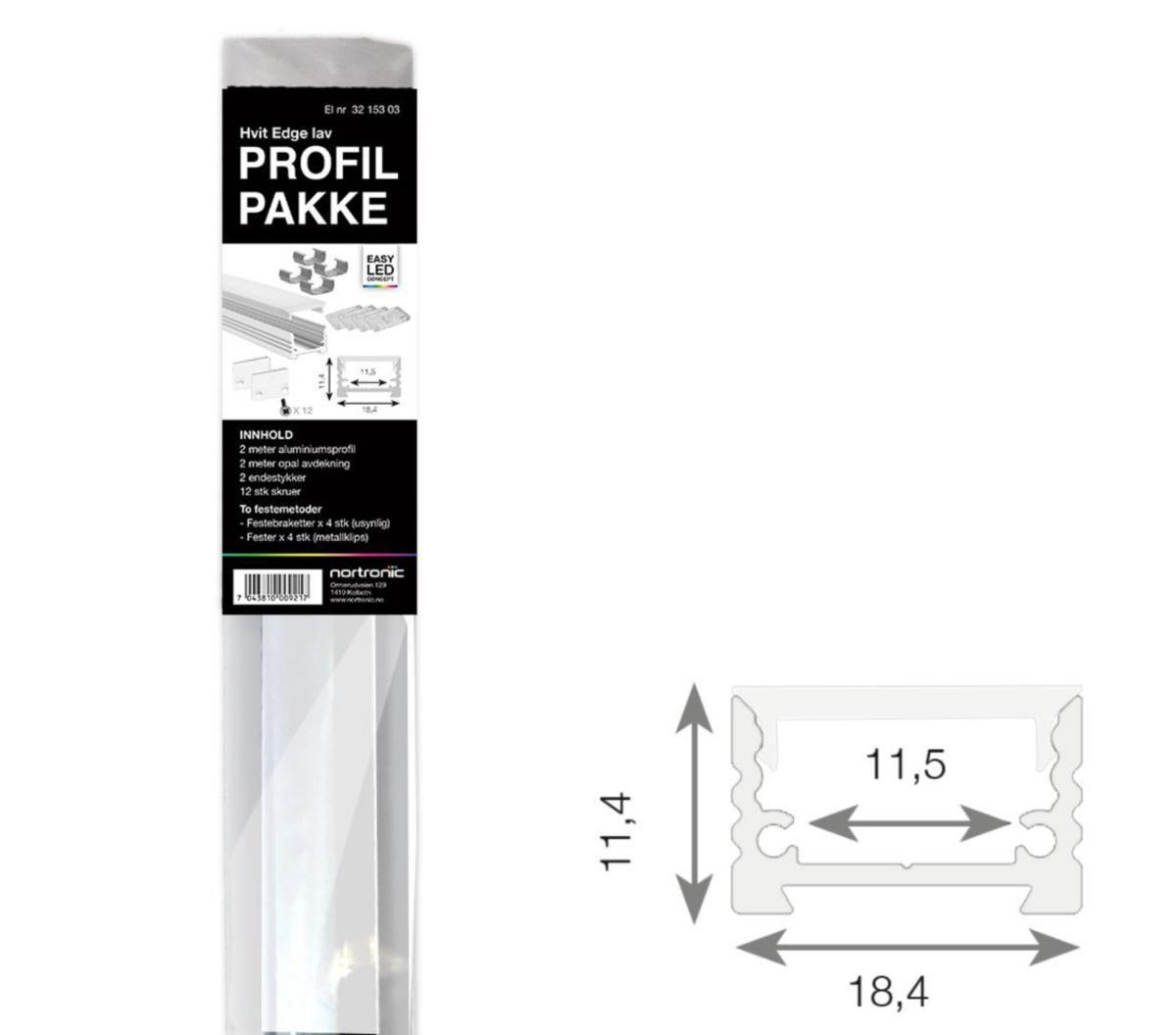 Alu Profilpakke Nortronic Edge ELC Lav 2m