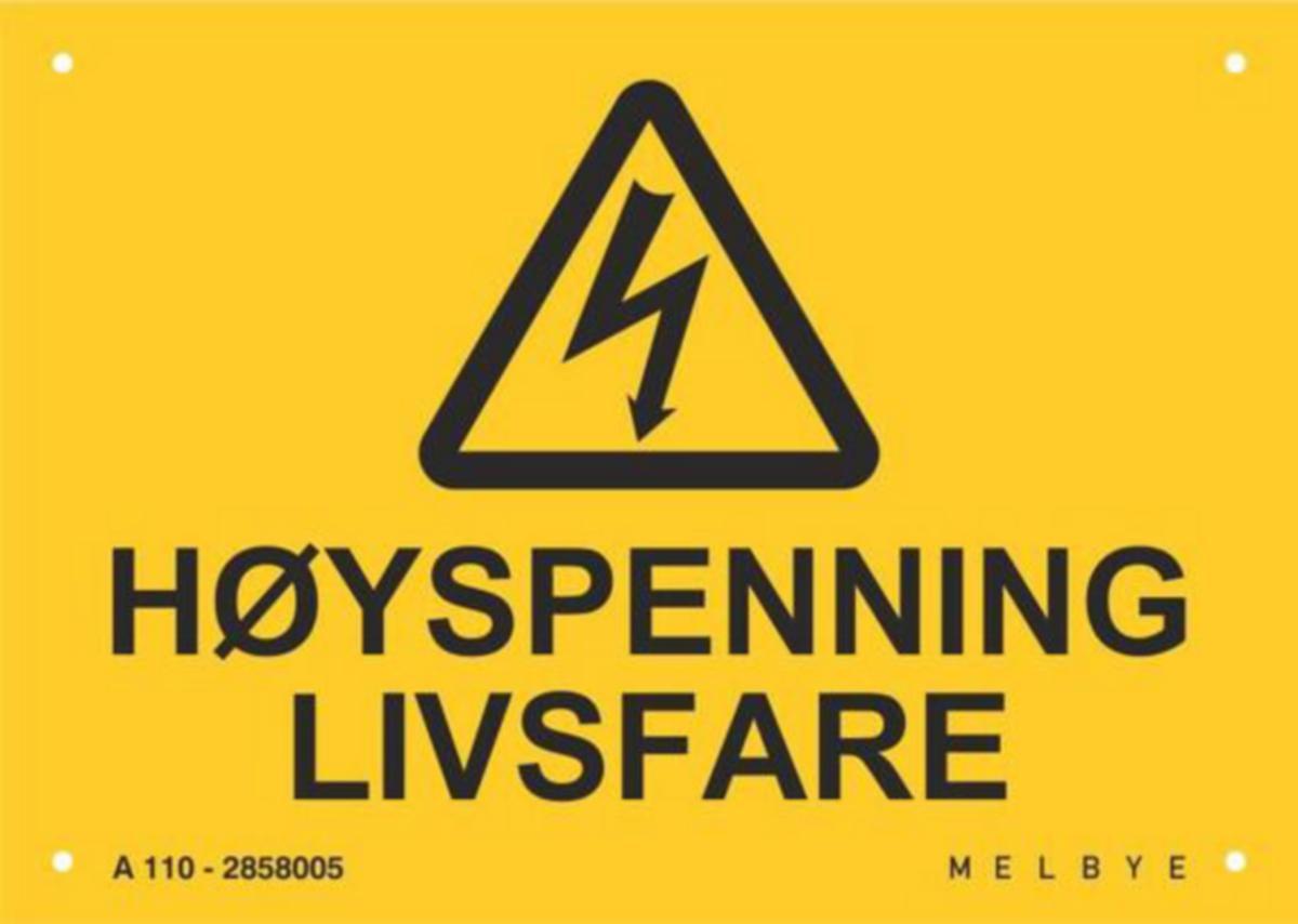 Varselskilt Melbye Høyspenning Livsfare