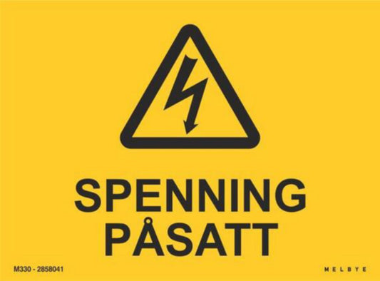 Magnetskilt Melbye "spenning påsatt"