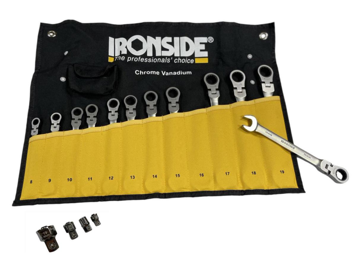 Skrallekombinøkkelsett 8-19mm Flex, 16 deler - Ironside