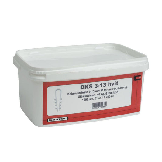 Kabel-/rørfeste Castor DKS hvit