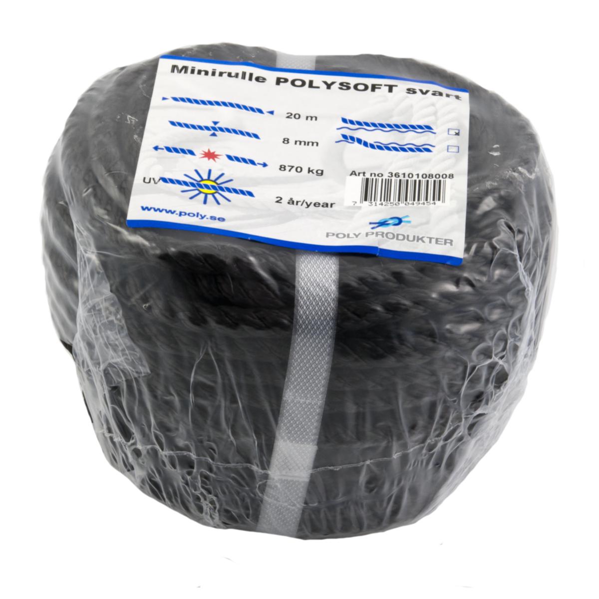 Tau Polysoft minirull Svart - Poly-Produkter