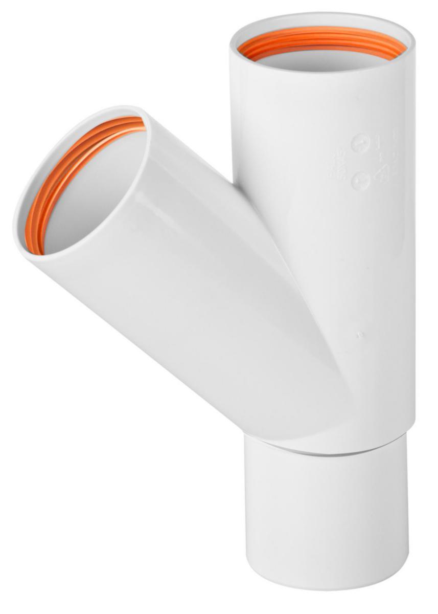 Grenrør med 2 muffer Hvit, Faluplast